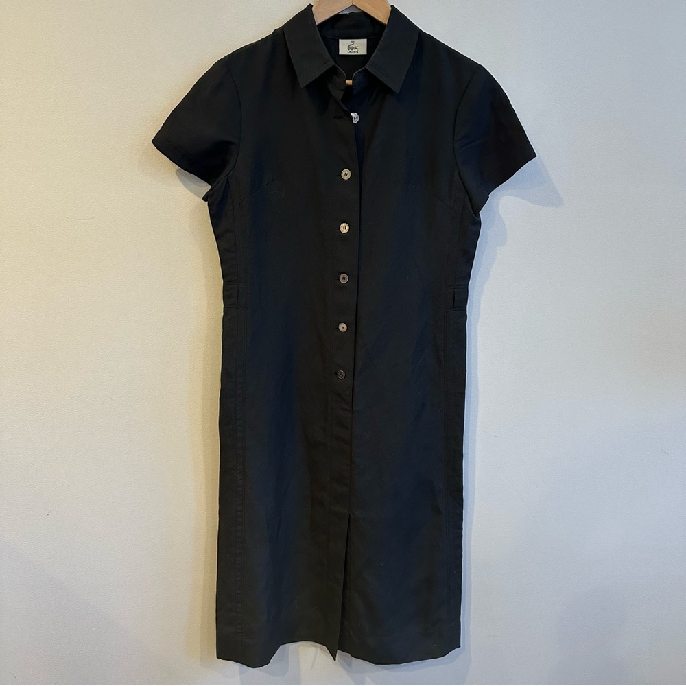 Lacoste Linen Blend Shirtdress in Black Size Medium EUC